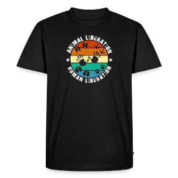 Animal Liberation Human Liberation Prints - Men's Premium Organic T-Shirt - black - Front - Nico (187cm)