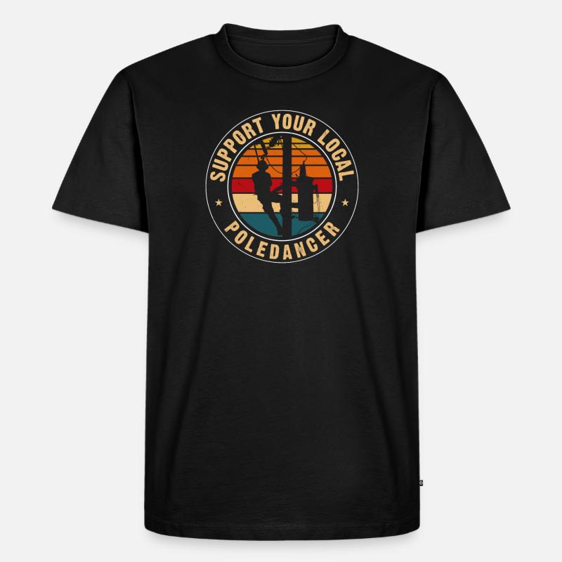 Support Your Local Pole Dancer Lineman Retro - Männer Premium Bio T-Shirt - Schwarz