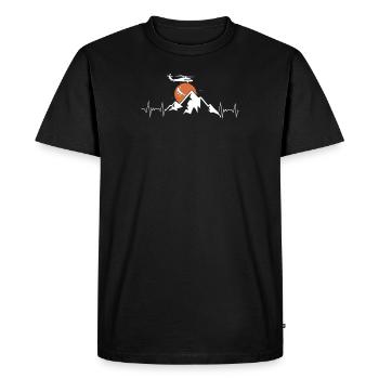 Hélicoptère ECG Heartbeat de sauvetage en montagne - T-shirt Premium bio Homme - noir - Devant - Nico (187cm)