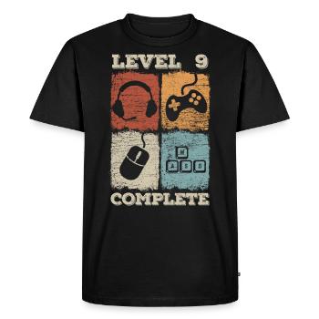 Jeu complet de niveau 9ème anniversaire - T-shirt Premium bio Homme - noir - Devant - Nico (187cm)