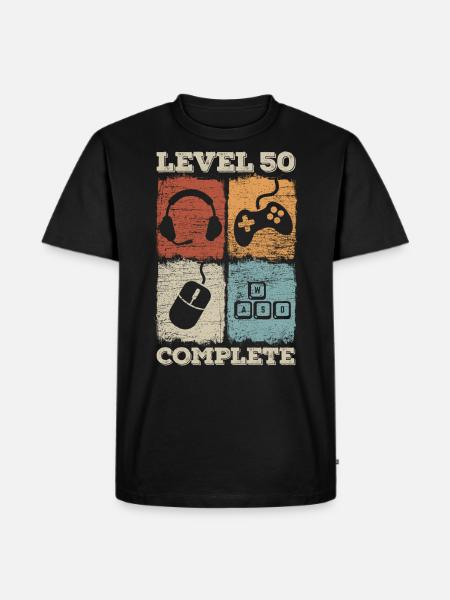 50th Birthday Level Complete Gaming - Men's Premium Organic T-Shirt - black