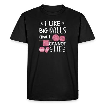 I Like Big Balls And I Cannot Lie Pelote de laine - T-shirt Premium bio Homme - noir - Devant - Nico (187cm)