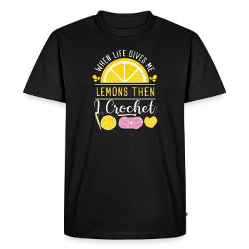 When Life Gives Me Lemons Pelote de fil à crochet - T-shirt Premium bio Homme - noir - Devant - Nico (187cm)