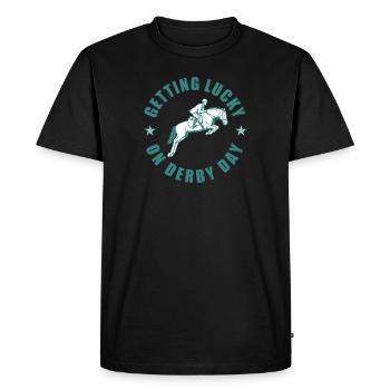 Getting Lucky Horseriding For A Derby Day - Men's Premium Organic T-Shirt - black - Front - Nico (187cm)