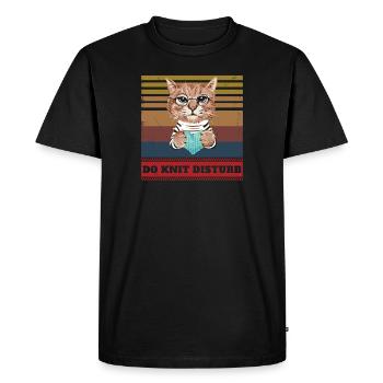 Drôle de tricot pour les amateurs de chats - T-shirt Premium bio Homme - noir - Devant - Nico (187cm)