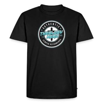 Authenitic Theology Nerd Pasteur théologien - T-shirt Premium bio Homme - noir - Devant - Nico (187cm)
