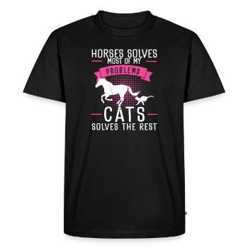 Horses Solves Most Of My Problems Cats Solves The - Men's Premium Organic T-Shirt - black - Front - Nico (187cm)