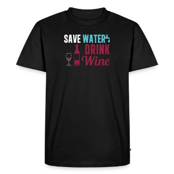 Save Water Drink Wine Funny Winery For Winemaker - Men's Premium Organic T-Shirt - black - Front - Nico (187cm)