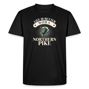 Life Is Better Humour pour pêcheurs Brochet du - T-shirt Premium bio Homme - noir - Devant - Nico (187cm)
