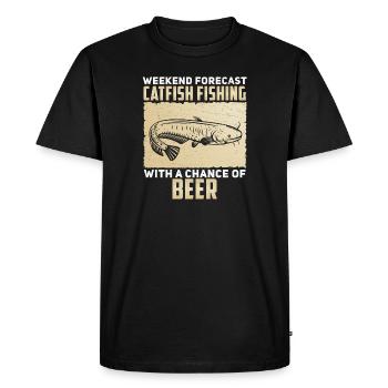 Prévisions de week-end pour la pêche avec une - T-shirt Premium bio Homme - noir - Devant - Nico (187cm)
