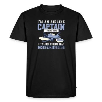 To Save Time Let's Just Assume Funny Airline - Men's Premium Organic T-Shirt - black - Front - Nico (187cm)