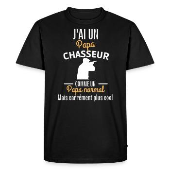 J ai un papa chasseur très cool - T-shirt Premium bio Homme - noir - Devant - Nico (187cm)