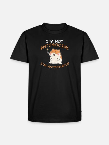 Ik ben niet asociaal Ik ben anti-dom grappig - Mannen Premium Bio T-shirt - zwart