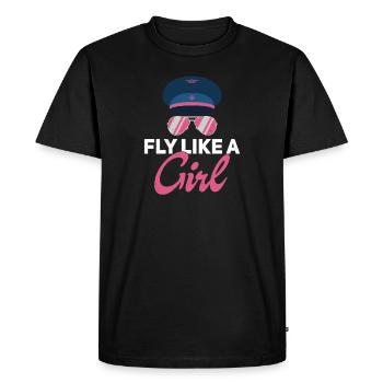 Fly Like A Girl Funny Pilot Hat For Aviation - Men's Premium Organic T-Shirt - black - Front - Nico (187cm)