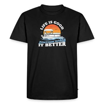 Life Is Good Funny Pontoon Sailing For Pontooning - Men's Premium Organic T-Shirt - black - Front - Nico (187cm)