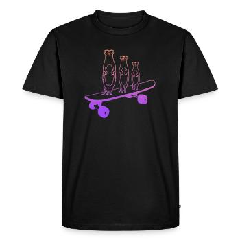 Skateboard Meerkat Skater Skateboarding - T-shirt Premium bio Homme - noir - Devant - Nico (187cm)