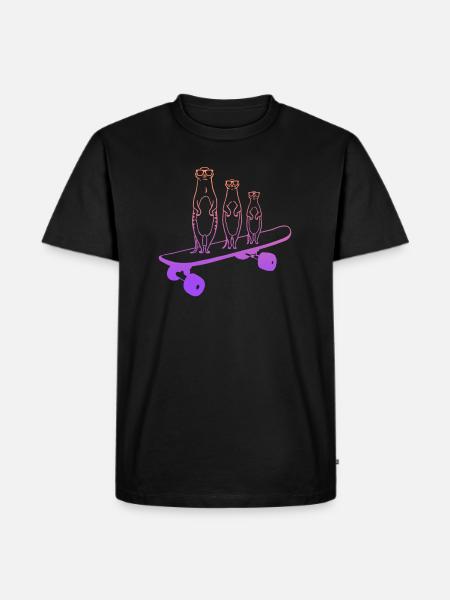Skateboard Erdmännchen Skater Skateboarding - Männer Premium Bio T-Shirt - Schwarz