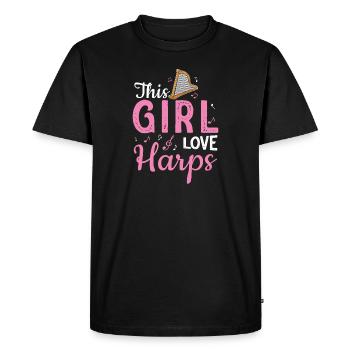 This Girl Love Harps Jeu de harpes amusant - T-shirt Premium bio Homme - noir - Devant - Nico (187cm)