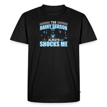 La saison des pluies me choque toujours Funny - T-shirt Premium bio Homme - noir - Devant - Nico (187cm)