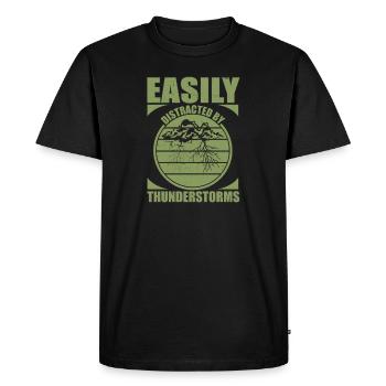Humour de météorgie amusante facilement distraite - T-shirt Premium bio Homme - noir - Devant - Nico (187cm)