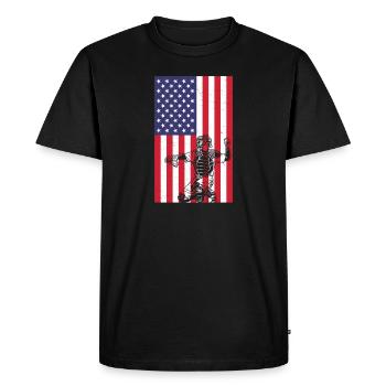 Masque de joueur de baseball en fer patriotique - T-shirt Premium bio Homme - noir - Devant - Nico (187cm)