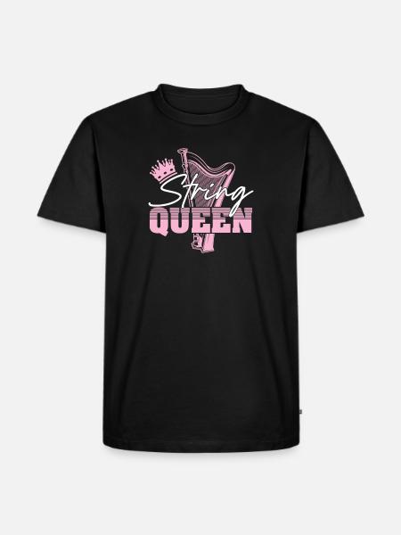 String Queen Harpist Drôle - T-shirt Premium bio Homme - noir