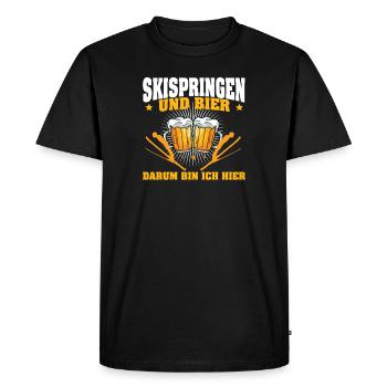 Saut à ski et bière C'est pourquoi je suis ici - T-shirt Premium bio Homme - noir - Devant - Nico (187cm)