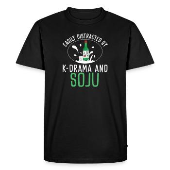 Easily Distracted By K-Drama And Soju Korean - Men's Premium Organic T-Shirt - black - Front - Nico (187cm)
