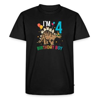 Je suis 4 anniversaire garçon stégosaure 4 ans 4ème - T-shirt Premium bio Homme - noir - Devant - Nico (187cm)