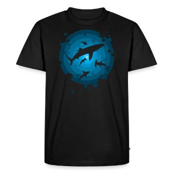Sharks in the depths - Men's Premium Organic T-Shirt - black - Front - Nico (187cm)
