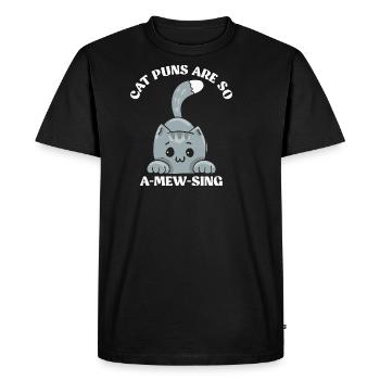 Cat puns are so amewsing Funny Animal Puns - Men's Premium Organic T-Shirt - black - Front - Nico (187cm)