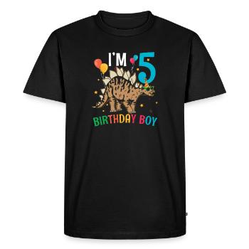 J’ai 5 ans Boy Stegosaurus 5 ans 5ème - T-shirt Premium bio Homme - noir - Devant - Nico (187cm)