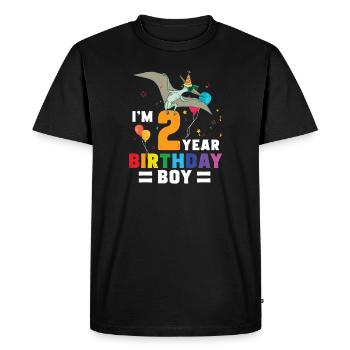 Je suis 2 anniversaire garçon pterodactylus 2 ans 2ème - T-shirt Premium bio Homme - noir - Devant - Nico (187cm)