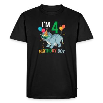 J’ai 4 ans garçon d’anniversaire Triceratops 4 ans 4ème - T-shirt Premium bio Homme - noir - Devant - Nico (187cm)