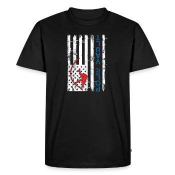 Pole Vaulting American Flag Upside Down Funny - Men's Premium Organic T-Shirt - black - Front - Nico (187cm)