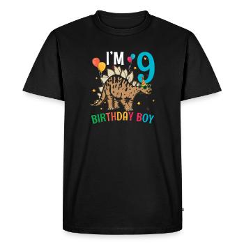 J’ai 9 ans Boy Stegosaurus 9 ans 9ème - T-shirt Premium bio Homme - noir - Devant - Nico (187cm)