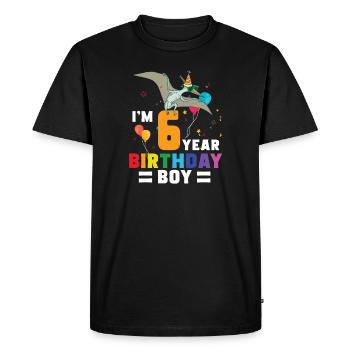 Je suis 6 anniversaire garçon pterodactylus 6 ans 6ème - T-shirt Premium bio Homme - noir - Devant - Nico (187cm)