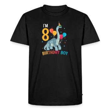 J’ai 8 ans Boy Brachiosaurus 8 ans 8ème - T-shirt Premium bio Homme - noir - Devant - Nico (187cm)
