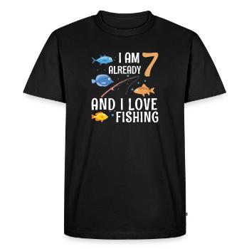 I Am Already 7 And I Love Fishing 7 Year Old 7th - Men's Premium Organic T-Shirt - black - Front - Nico (187cm)