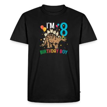 J’ai 8 ans Boy Stegosaurus 8 ans 8ème - T-shirt Premium bio Homme - noir - Devant - Nico (187cm)