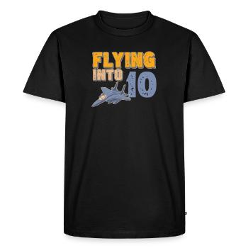 Flying Into 10 Fighter Jet 10 Year 10th Birthday - Men's Premium Organic T-Shirt - black - Front - Nico (187cm)