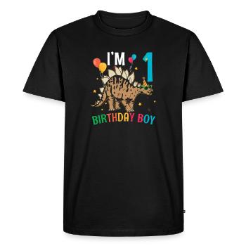 Je suis 1 anniversaire garçon stégosaure 1 an 1er an - T-shirt Premium bio Homme - noir - Devant - Nico (187cm)