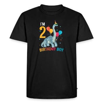 Je suis 2 anniversaire garçon brachiosaure 2 ans 2ème - T-shirt Premium bio Homme - noir - Devant - Nico (187cm)