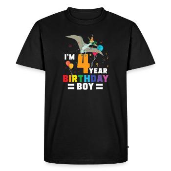 Je suis 4 ans garçon d’anniversaire Pterodactylus 4 ans 4ème - T-shirt Premium bio Homme - noir - Devant - Nico (187cm)
