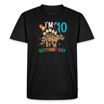 J’ai 10 ans Boy Stegosaurus 10 ans 10ème - T-shirt Premium bio Homme - noir - Devant - Nico (187cm)