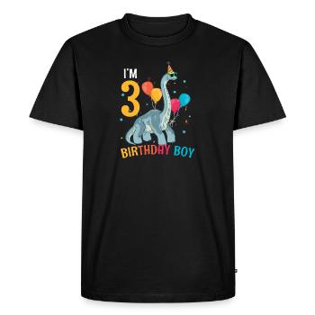Je suis 3 anniversaire garçon brachiosaure 3 ans 3ème - T-shirt Premium bio Homme - noir - Devant - Nico (187cm)