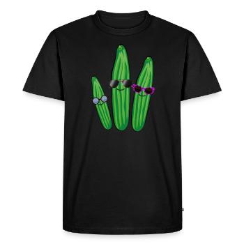 Trio de concombre,Concombre,Concombre,Concombre,Lunettes de soleil - T-shirt Premium bio Homme - noir - Devant - Nico (187cm)