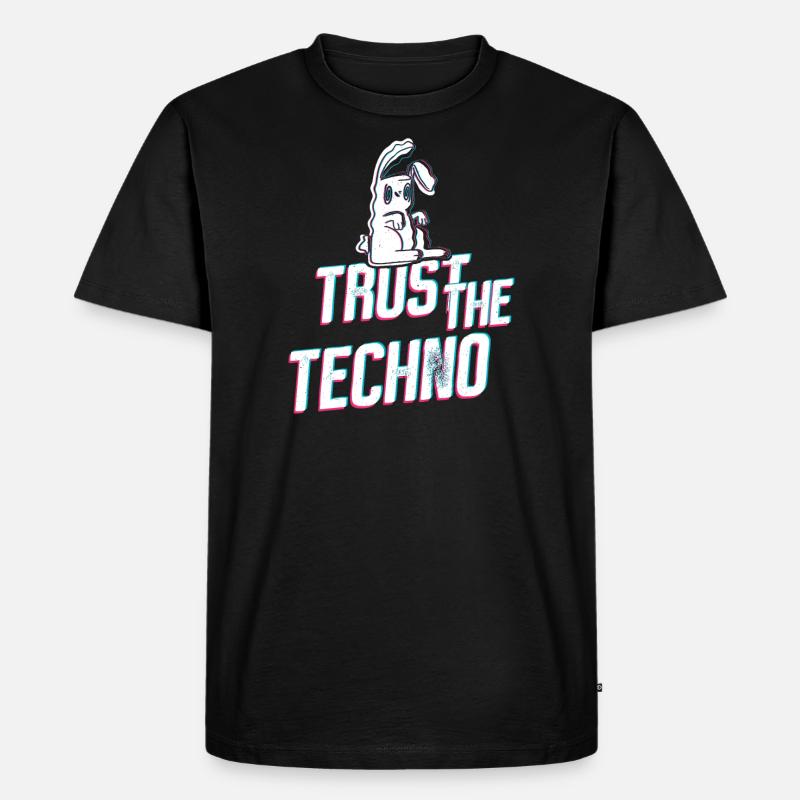 Trust the Techno Bunny - Männer Premium Bio T-Shirt - Schwarz