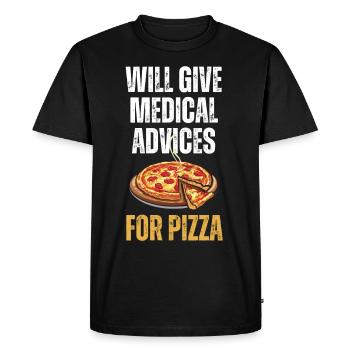 Citation amusante Conseils médicaux pour la pizza - T-shirt Premium bio Homme - noir - Devant - Nico (187cm)