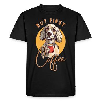 Café de chien mais premier animal de café disant drôle - T-shirt Premium bio Homme - noir - Devant - Nico (187cm)
